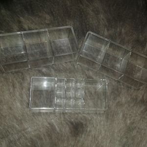 Set of 3 • Trendy Acrylic Plastic Clear Cosmetics Makeup Desk Organizers
